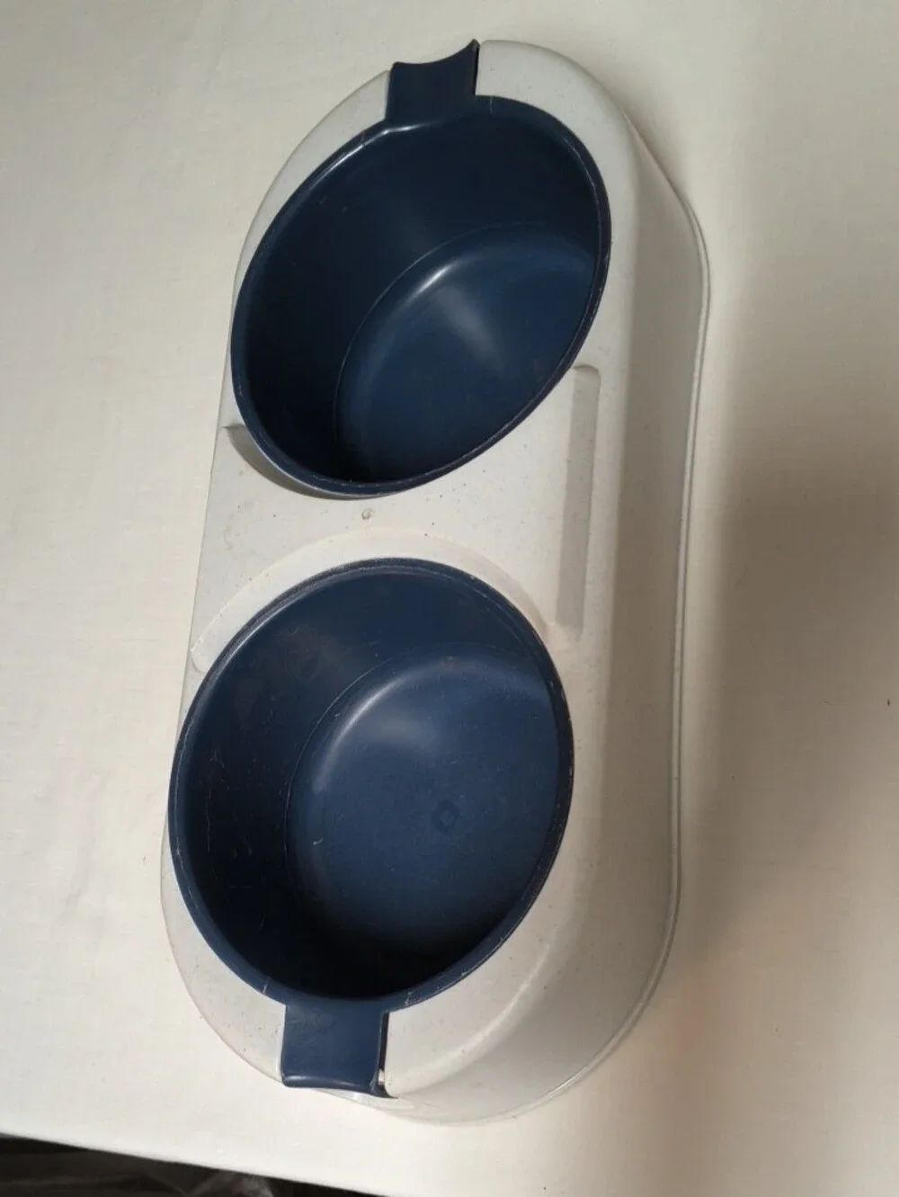 Double Pet Bowl in Blue Cream Durable Feeding Dish Removable Bowl Dog Cat